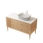 48" Brown Wood Freestanding Single Door Bathroom Vanity And Two Drawers