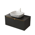 36" Black Wood Floating Double Door Bathroom Vanity