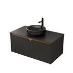 36" Black Wood Floating Double Door Bathroom Vanity