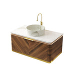 36" Brown Wood Floating Bathroom Vanity