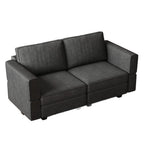 64" Dark Gray And Black Chenille Modular Loveseat With Storage