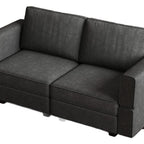 64" Dark Gray And Black Chenille Modular Loveseat With Storage