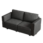 64" Dark Gray And Black Chenille Modular Loveseat With Storage