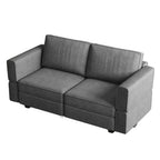 64" Dark Gray And Black Chenille Modular Loveseat With Storage