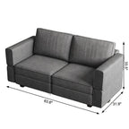 64" Dark Gray And Black Chenille Modular Loveseat With Storage