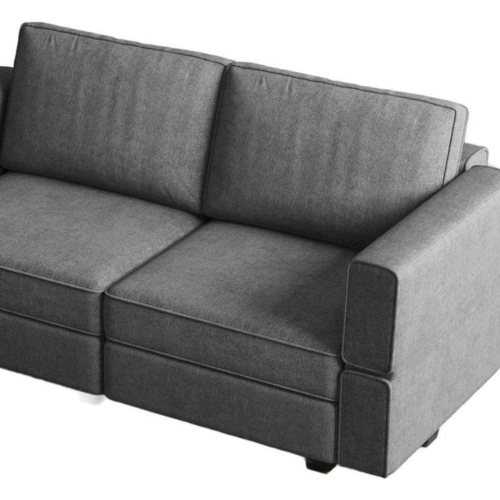 64" Dark Gray And Black Chenille Modular Loveseat With Storage