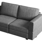 64" Dark Gray And Black Chenille Modular Loveseat With Storage