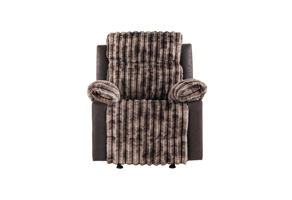 37" Brown Corduroy And Fabric Manual Recliner