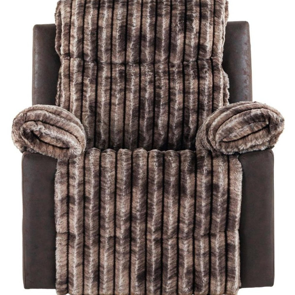 37" Brown Corduroy And Fabric Manual Recliner