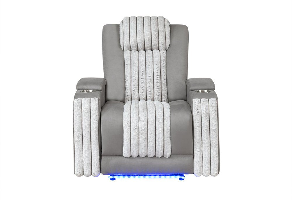 37" Gray Microfiber Power Home Theater Recliner