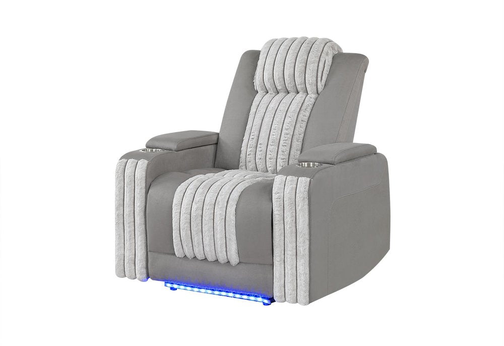 37" Gray Microfiber Power Home Theater Recliner