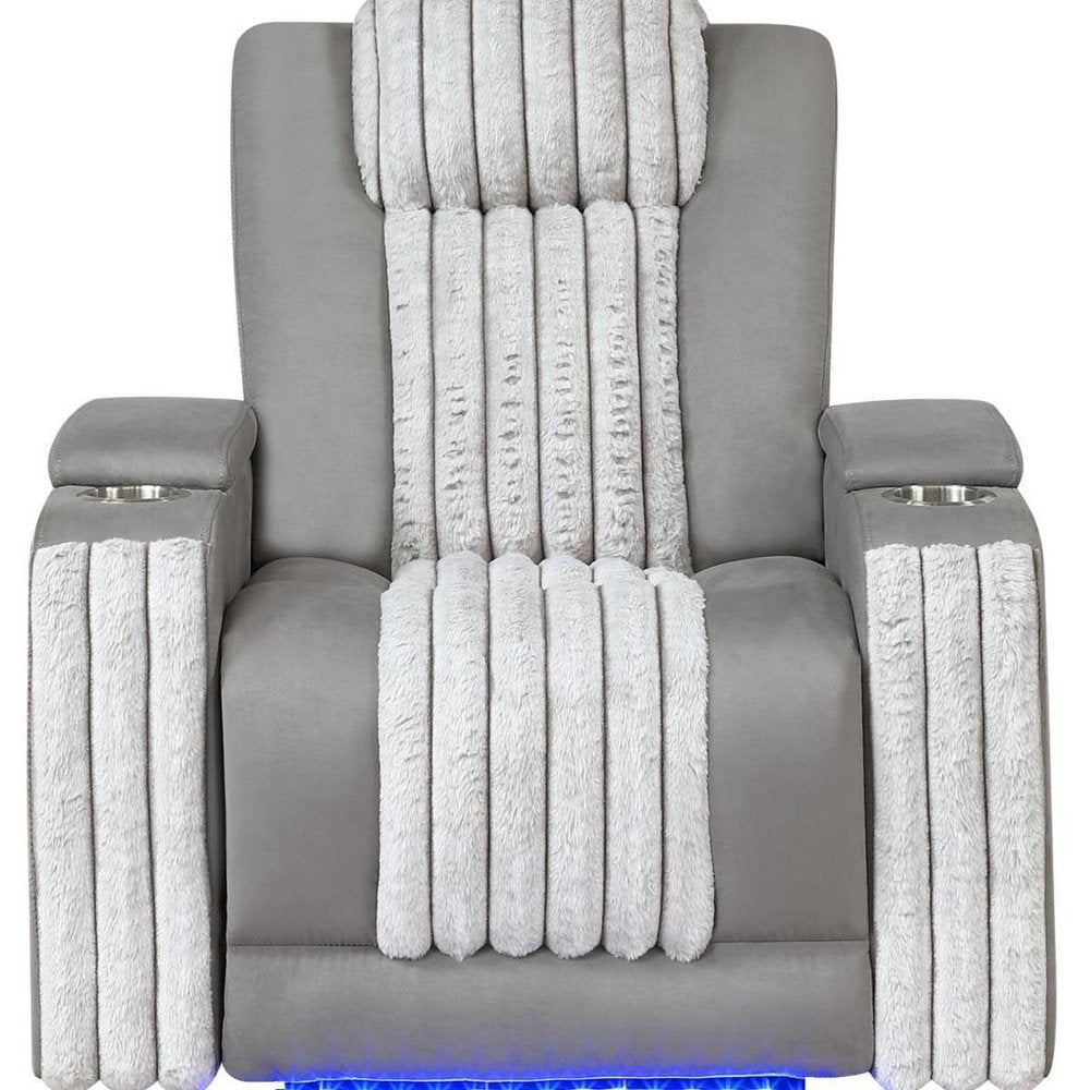 37" Gray Microfiber Power Home Theater Recliner