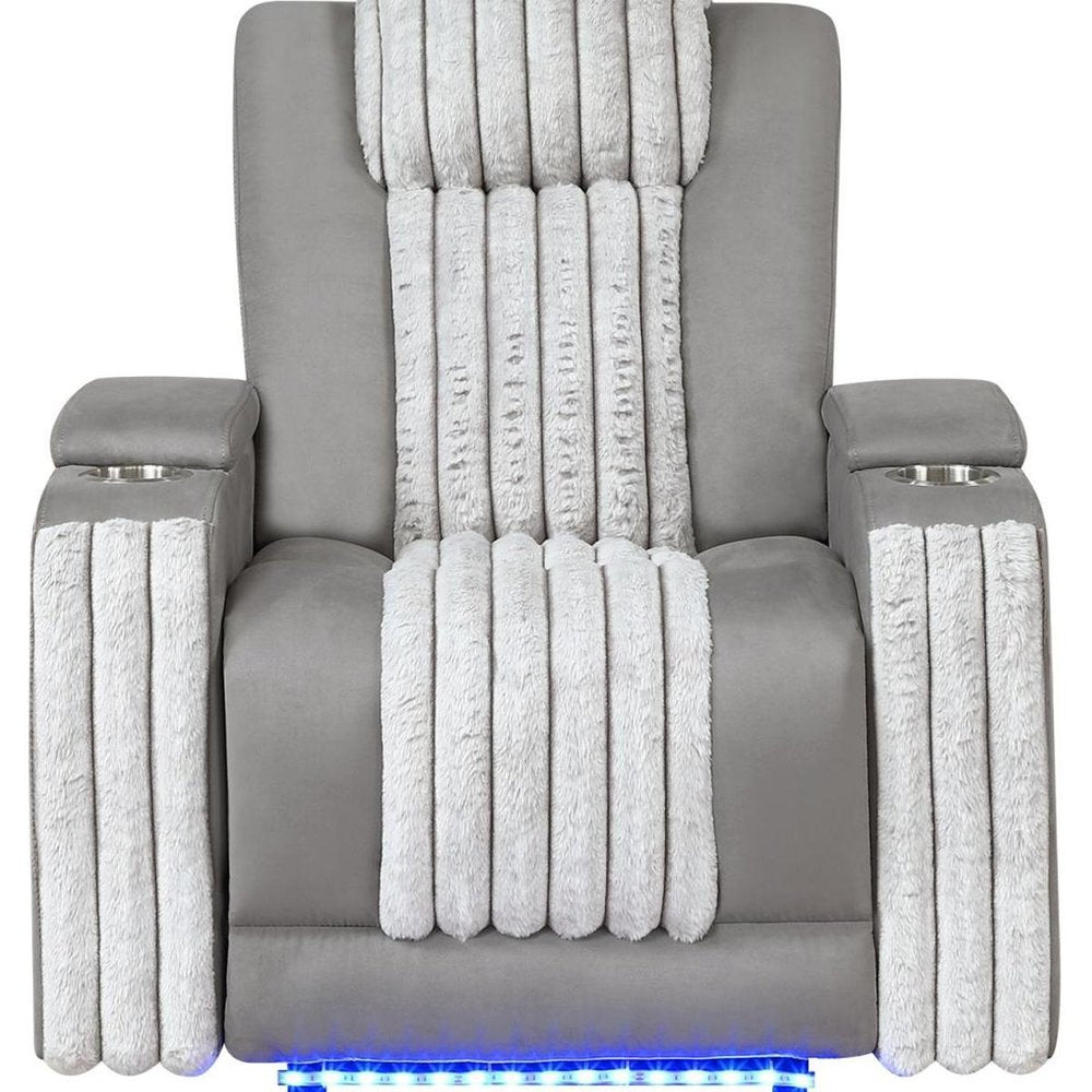37" Gray Microfiber Power Home Theater Recliner