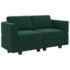 64" Green And Black Velvet Modular Loveseat With Storage