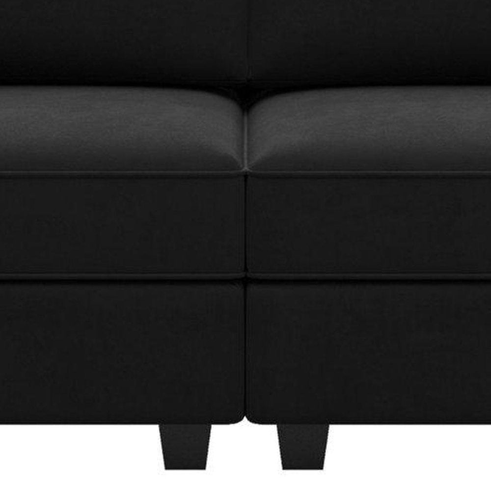 64" Green And Black Velvet Modular Loveseat With Storage