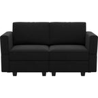 64" Green And Black Velvet Modular Loveseat With Storage