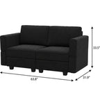 64" Green And Black Velvet Modular Loveseat With Storage