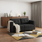 64" Dark Gray And Black Linen Blend Modular Loveseat With Storage