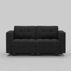 64" Dark Gray And Black Linen Blend Modular Loveseat With Storage