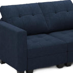 64" Dark Gray And Black Linen Blend Modular Loveseat With Storage