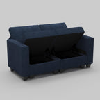 64" Dark Gray And Black Linen Blend Modular Loveseat With Storage
