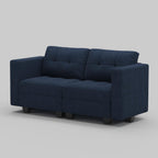 64" Dark Gray And Black Linen Blend Modular Loveseat With Storage