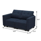 64" Dark Gray And Black Linen Blend Modular Loveseat With Storage