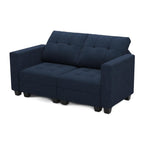 64" Dark Gray And Black Linen Blend Modular Loveseat With Storage