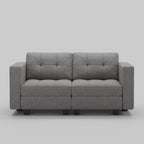 64" Dark Gray And Black Linen Blend Modular Loveseat With Storage