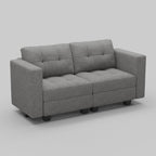 64" Dark Gray And Black Linen Blend Modular Loveseat With Storage