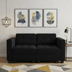 64" Black Velvet Modular Loveseat With Storage