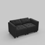 64" Black Velvet Modular Loveseat With Storage