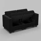64" Black Velvet Modular Loveseat With Storage