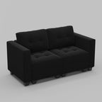 64" Black Velvet Modular Loveseat With Storage