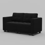 64" Black Velvet Modular Loveseat With Storage
