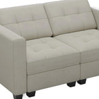 64" Black Velvet Modular Loveseat With Storage