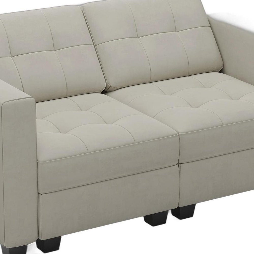 64" Black Velvet Modular Loveseat With Storage