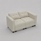 64" Black Velvet Modular Loveseat With Storage