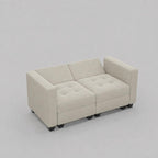64" Black Velvet Modular Loveseat With Storage