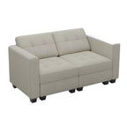 64" Black Velvet Modular Loveseat With Storage
