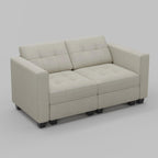 64" Black Velvet Modular Loveseat With Storage