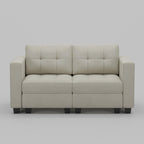 64" Black Velvet Modular Loveseat With Storage