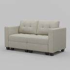 64" Black Velvet Modular Loveseat With Storage