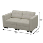 64" Black Velvet Modular Loveseat With Storage