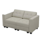 64" Black Velvet Modular Loveseat With Storage