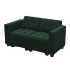 64" Black Velvet Modular Loveseat With Storage