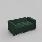 64" Black Velvet Modular Loveseat With Storage