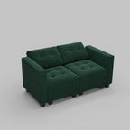 64" Black Velvet Modular Loveseat With Storage