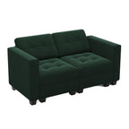 64" Black Velvet Modular Loveseat With Storage