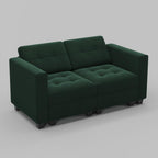 64" Black Velvet Modular Loveseat With Storage